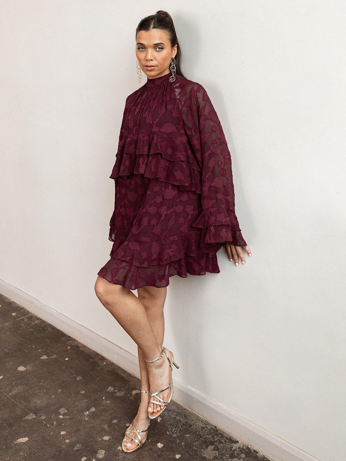 Product image 1 of 6, which shows Anaya With Love Recycled Oversized Maxi Dress, Maroon, 6