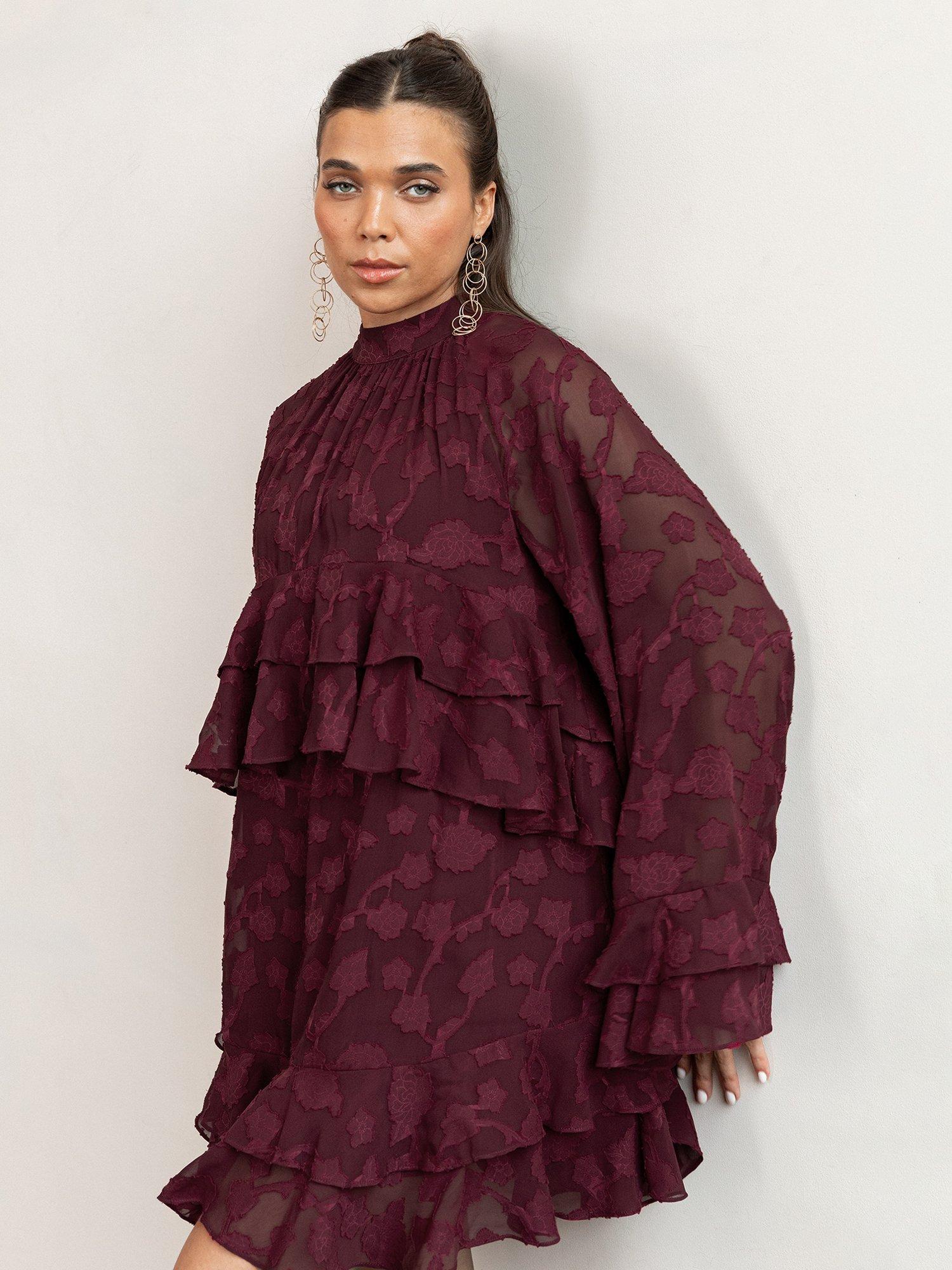 Product image 2 of 6, which shows Anaya With Love Recycled Oversized Maxi Dress, Maroon, 6