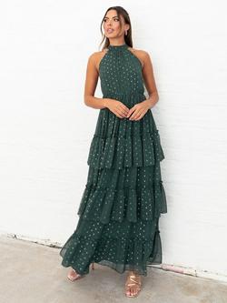 Anaya With Love Recycled Halterneck Maxi Dress, Dark Green