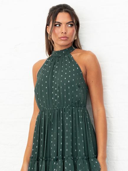 Anaya With Love Recycled Halterneck Maxi Dress - view 2, Dark Green