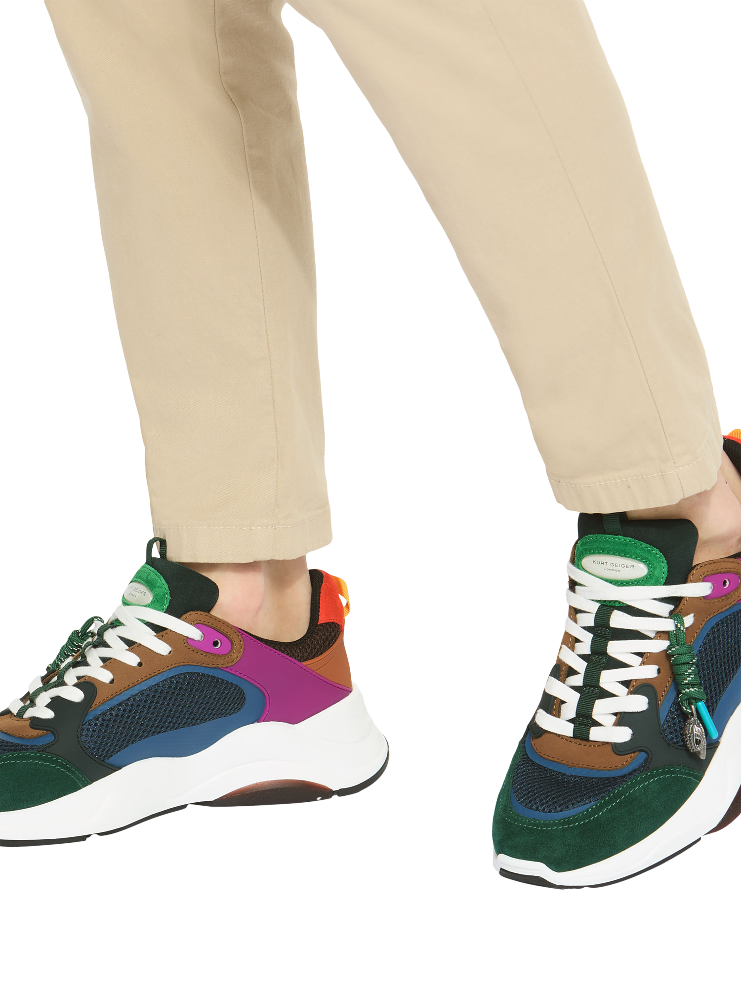 Product image 2 of 5, which shows Kurt Geiger London Royston Suede Trainers, Multi, 7