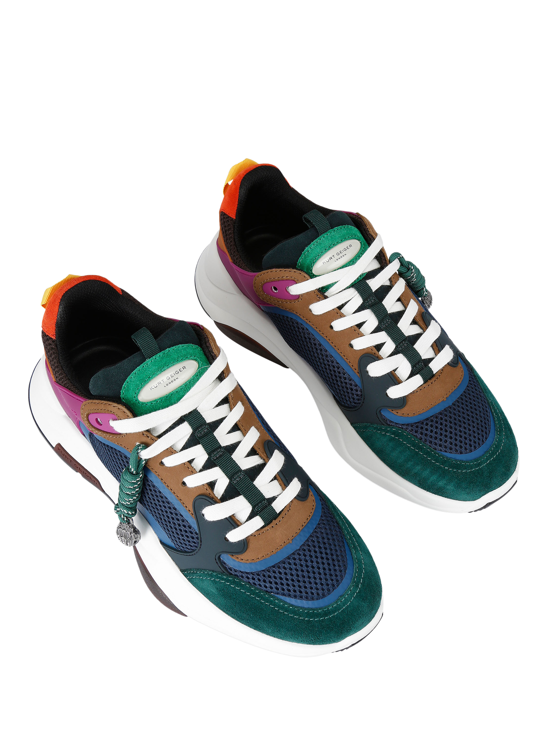 Product image 3 of 5, which shows Kurt Geiger London Royston Suede Trainers, Multi, 7