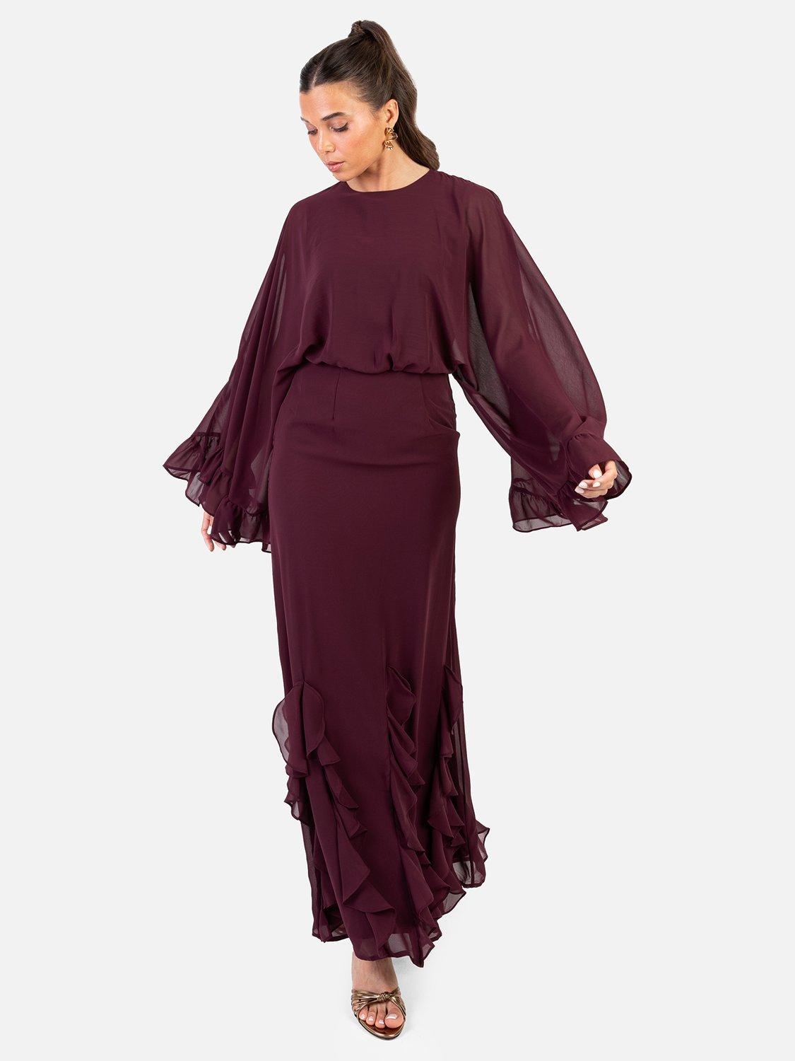 Product image 4 of 6, which shows Anaya With Love Recycled Oversized Maxi Dress , Maroon, 6