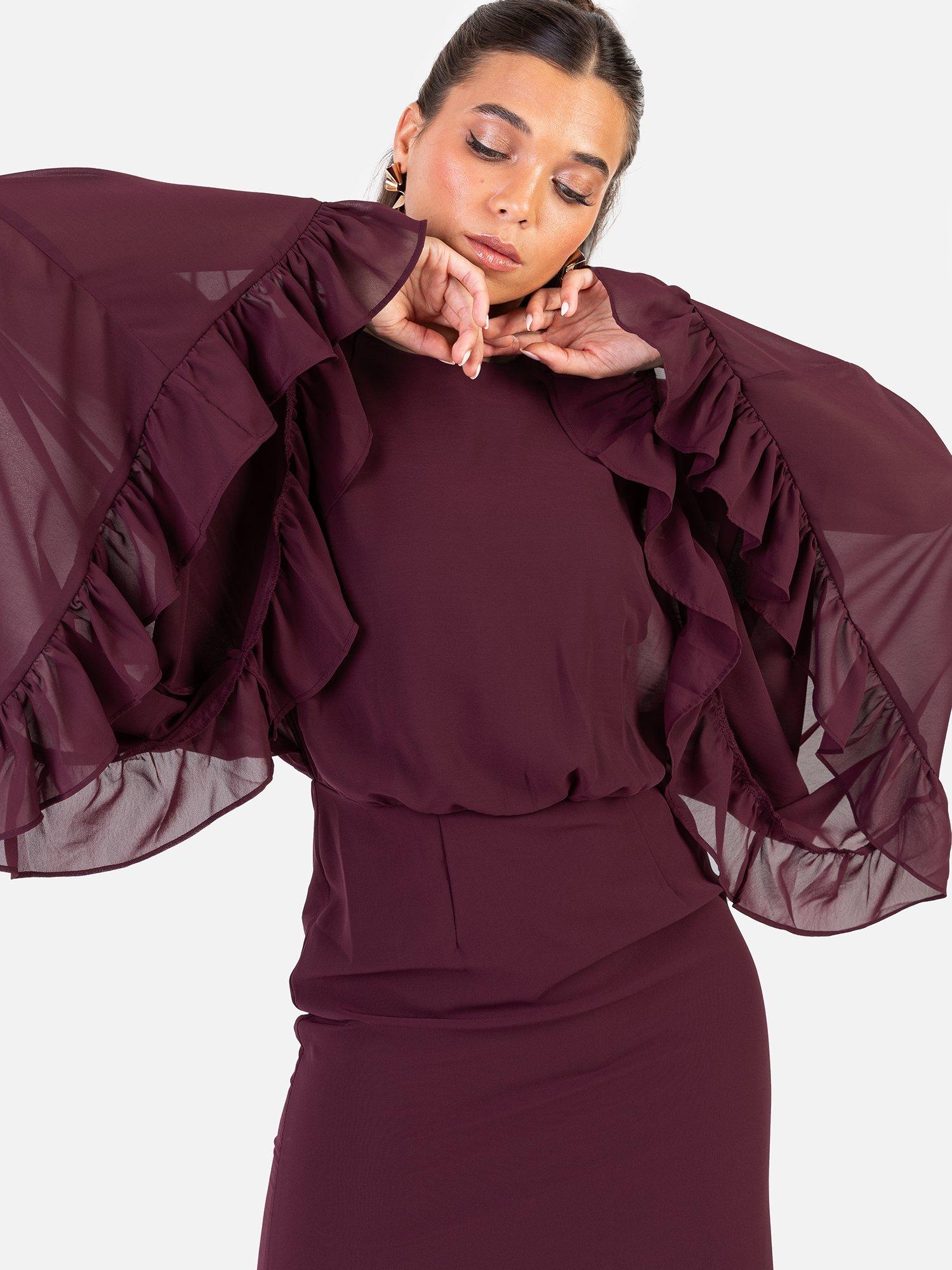 Product image 5 of 6, which shows Anaya With Love Recycled Oversized Maxi Dress , Maroon, 6