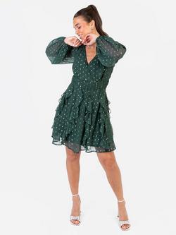 Anaya With Love Recycled Wrap Neck Mini Dress, Dark Green