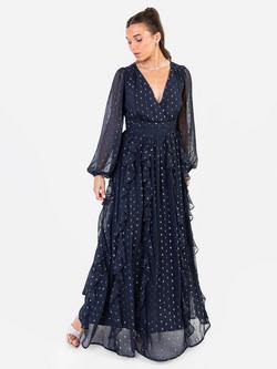 Anaya With Love Recycled Ruffle Maxi Dress, Navy