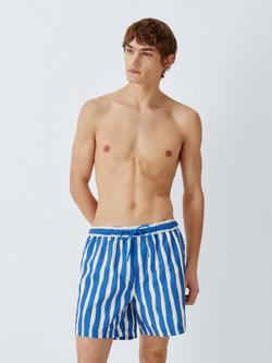 John Lewis Classic Stripe Print Swim Shorts, Blue Multi, Blue Multi