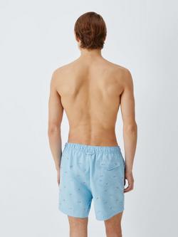 John Lewis Classic Seersucker Embroidered Shark Swim Shorts, Blue - view 2, Blue