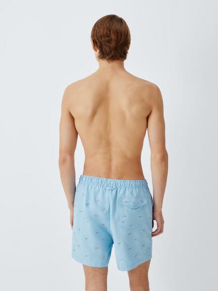 John Lewis Classic Embroidered Shark Swim Shorts, Blue - view 2, Blue