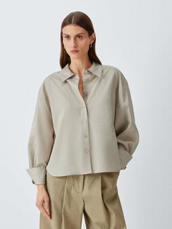 John Lewis Boxy Fit Shirt, Neutral Stripe, Neutral Stripe