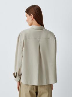 John Lewis Boxy Fit Shirt, Neutral Stripe - view 2, Neutral Stripe