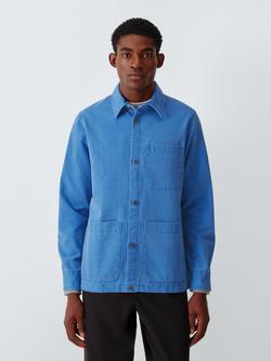 John Lewis Cotton Canvas Shacket, Strong Blue, Strong Blue