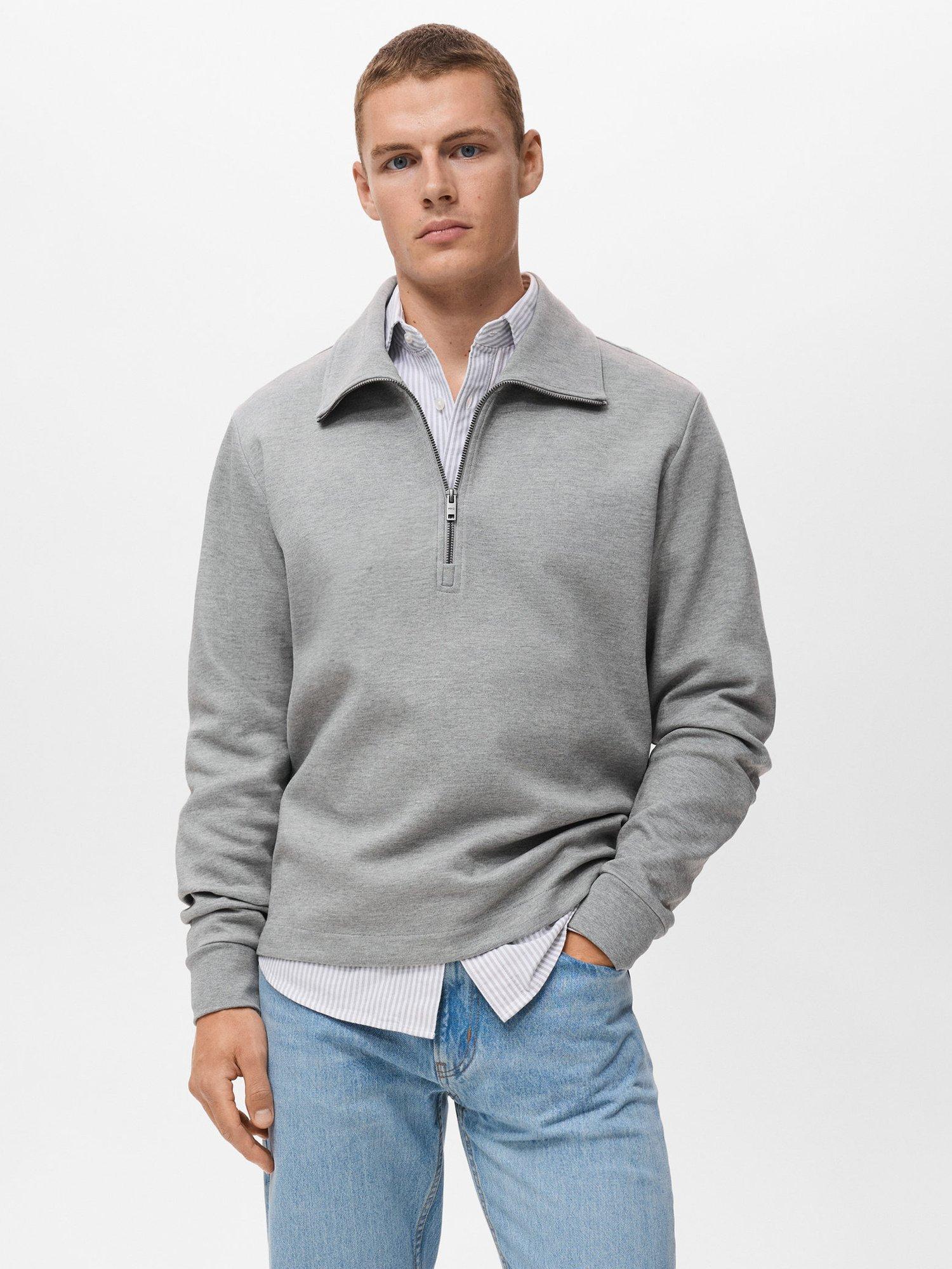 Product image 1 of 8, which shows Mango Sudadera Winny Quarter-Zip Jumper, Medium Grey, L