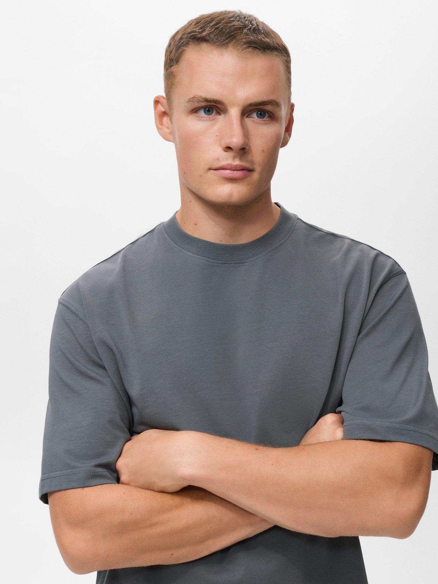 Product image 6 of 8, which shows Mango Anouk Cotton Regular Fit Short Sleeve T-Shirt, Medium Blue, S