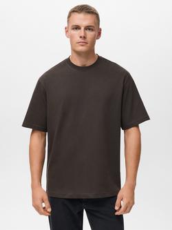 Mango Anouk Cotton Regular Fit Short Sleeve T-Shirt, Dark Brown