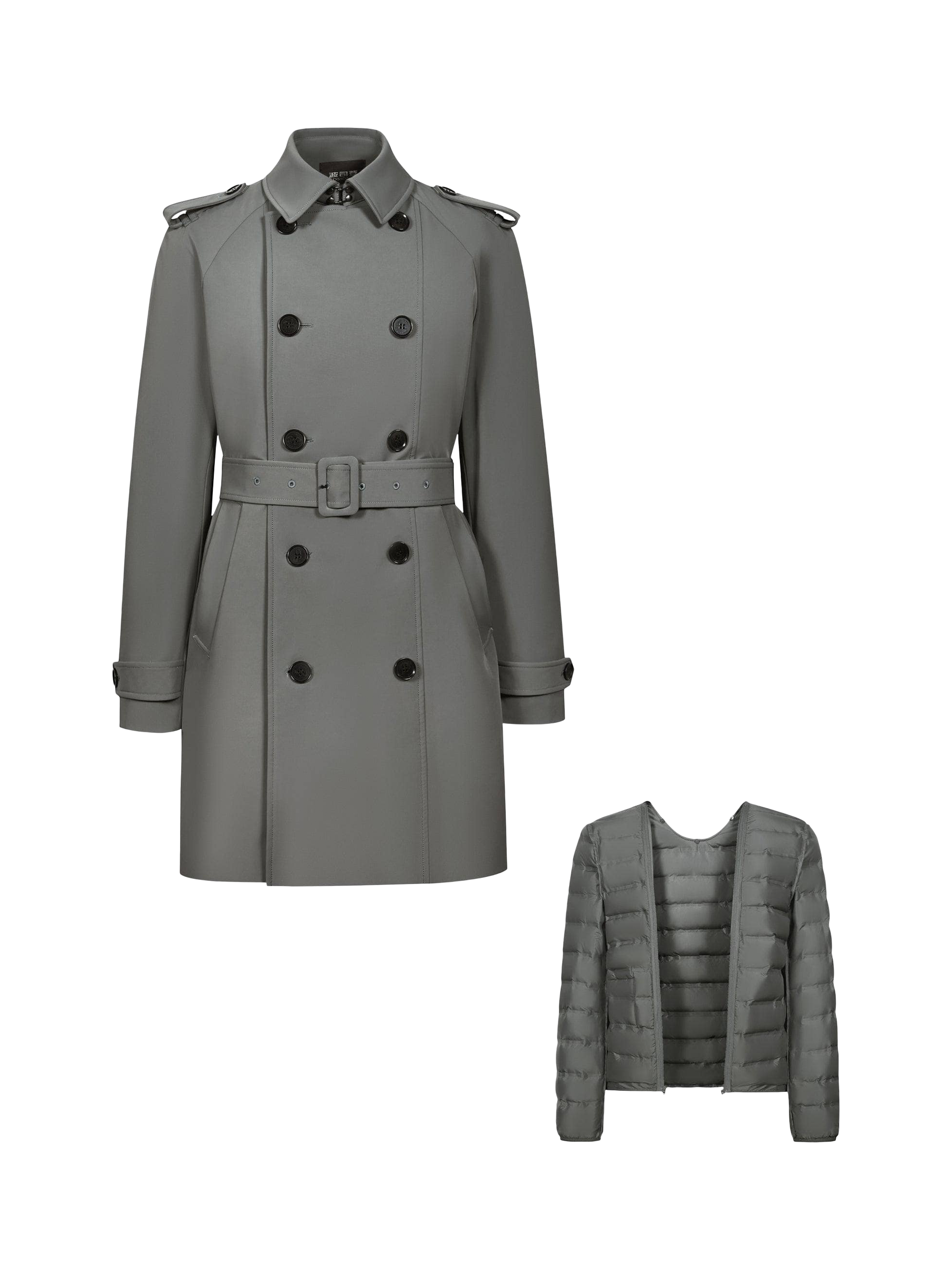 Product image 3 of 6, which shows Bosideng Mid-Length Trench Coat, Grey Green, XS