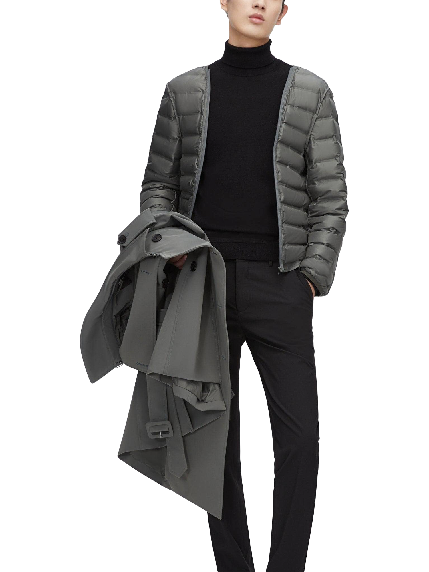 Product image 5 of 6, which shows Bosideng Mid-Length Trench Coat, Grey Green, XS