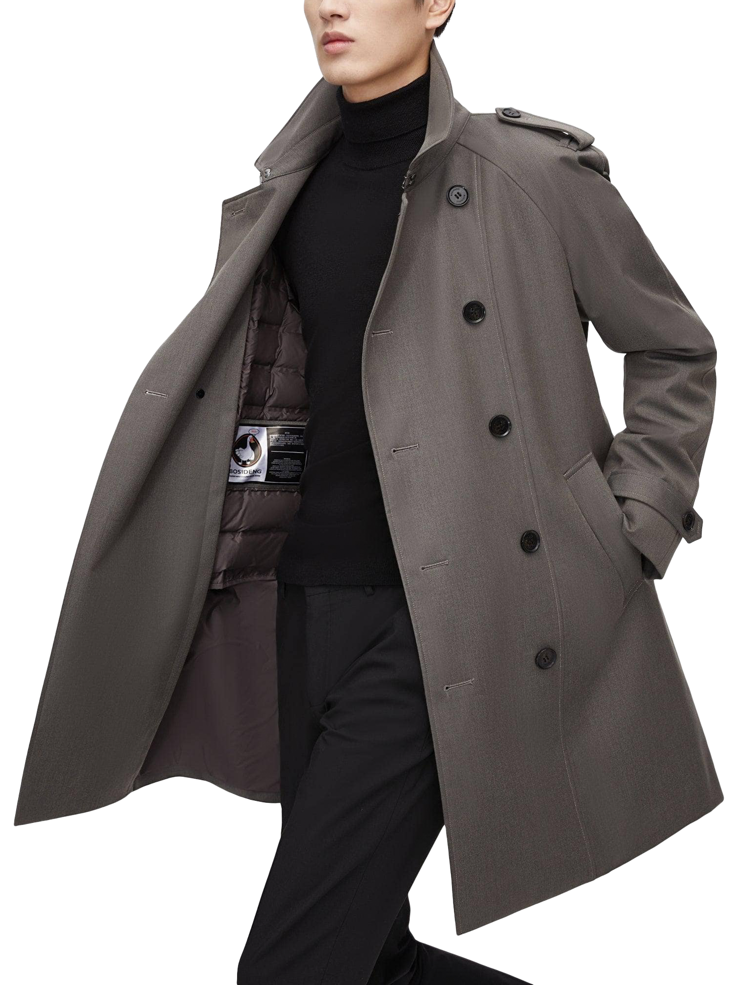 Product image 5 of 6, which shows Bosideng Mid-Length Trench Coat, Grey, XS