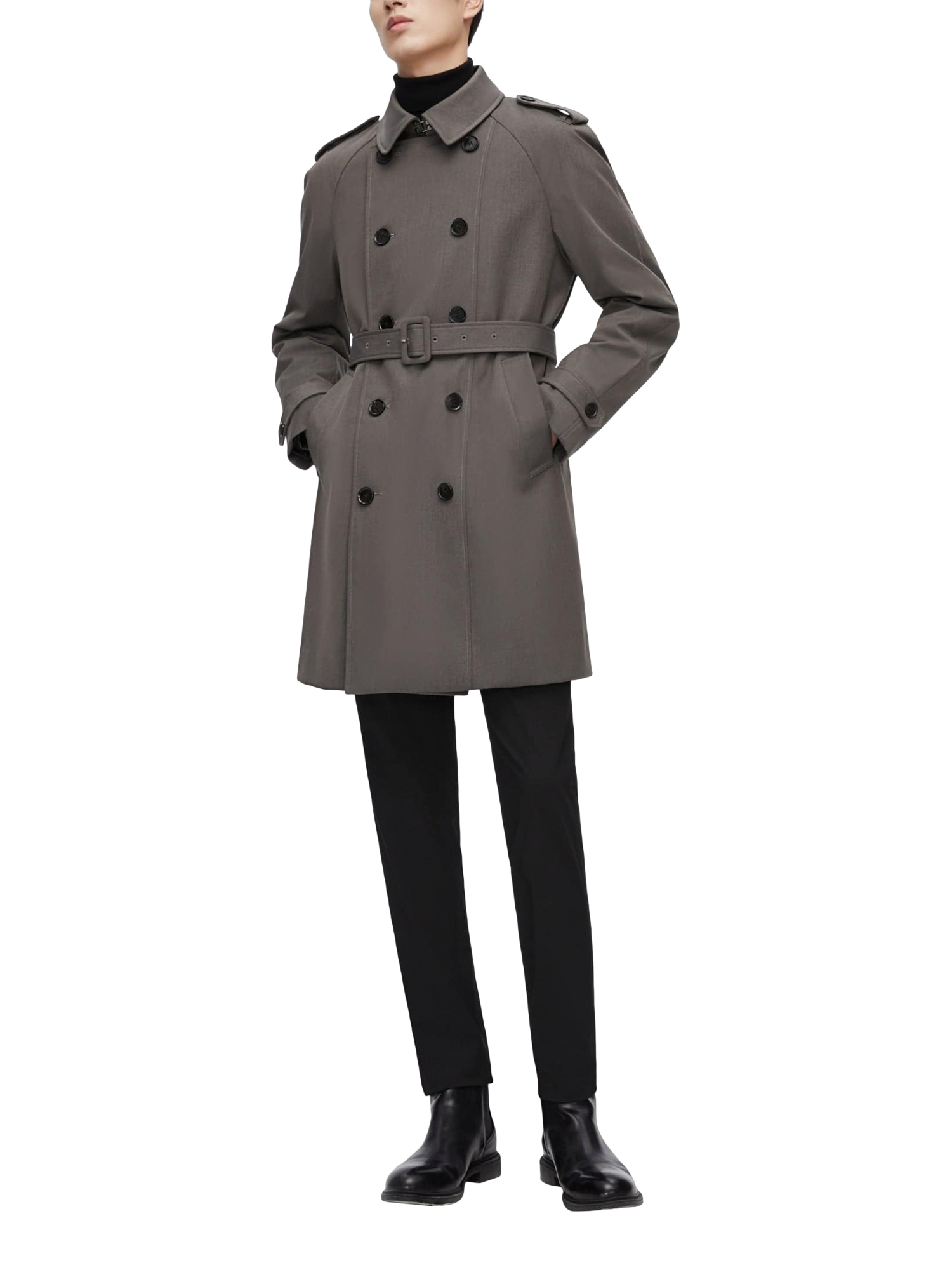 Product image 6 of 6, which shows Bosideng Mid-Length Trench Coat, Grey, XS