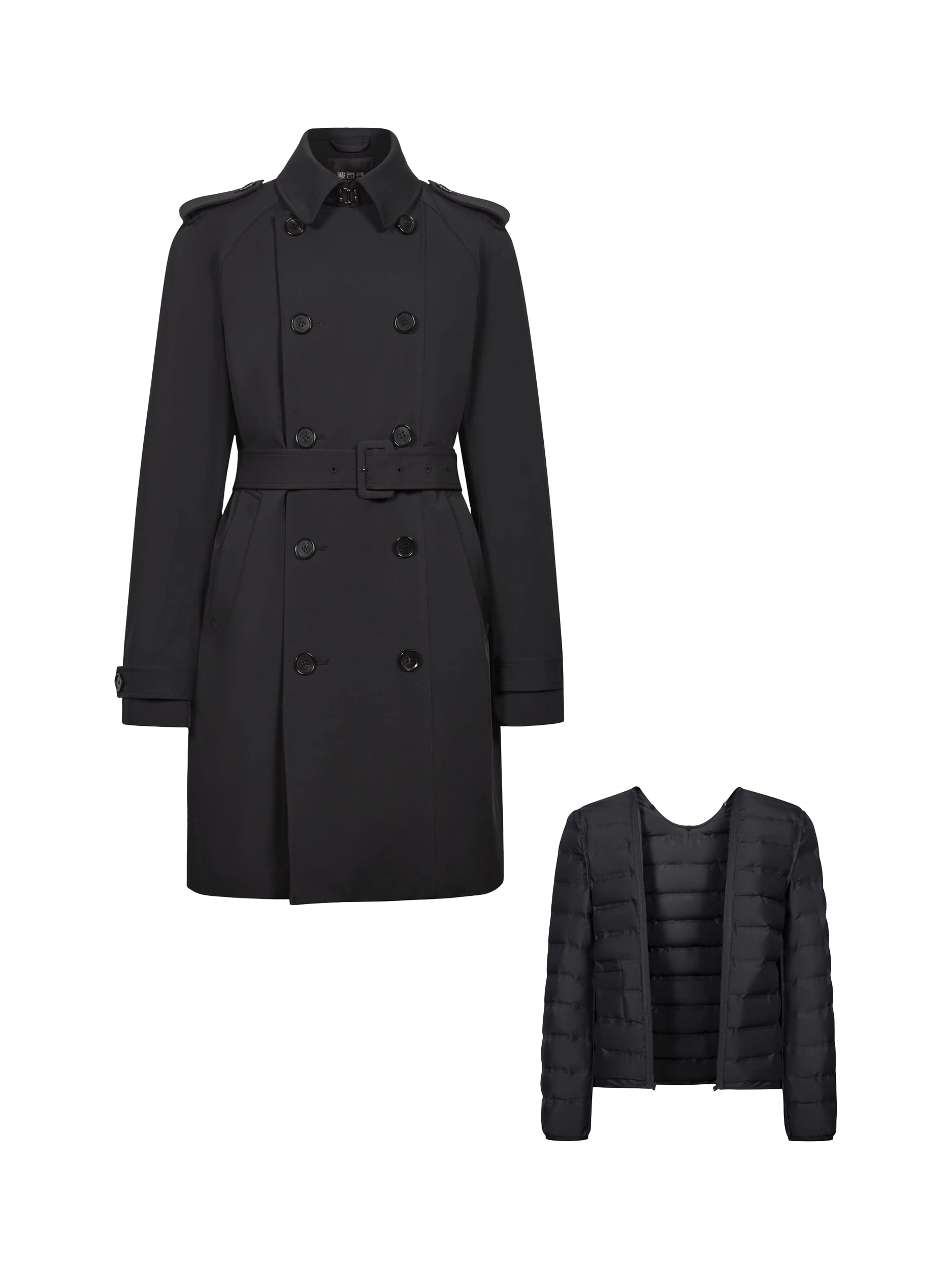 Product image 3 of 7, which shows Bosideng Mid-Length Trench Coat, Black, XS