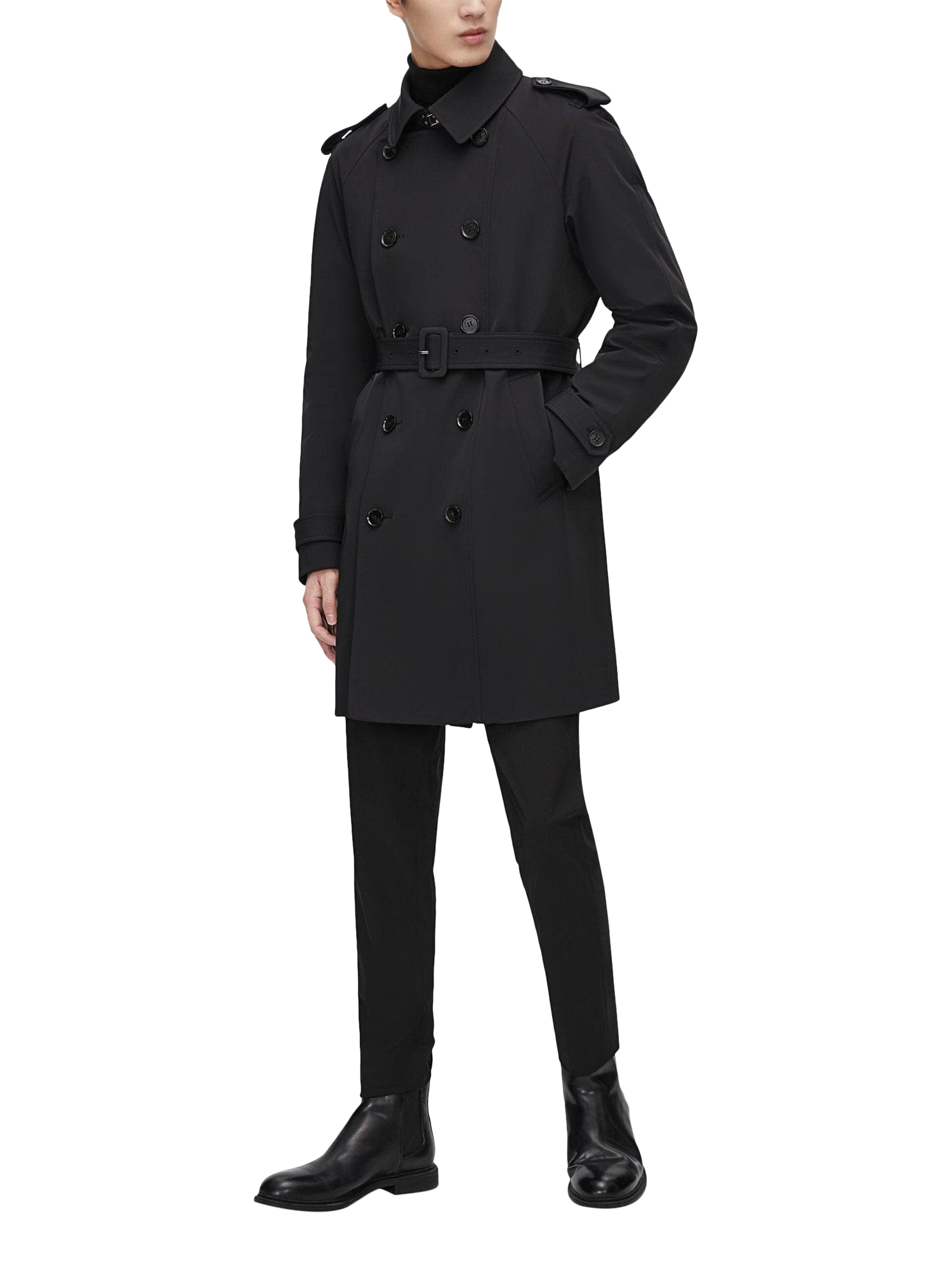 Product image 5 of 7, which shows Bosideng Mid-Length Trench Coat, Black, XS