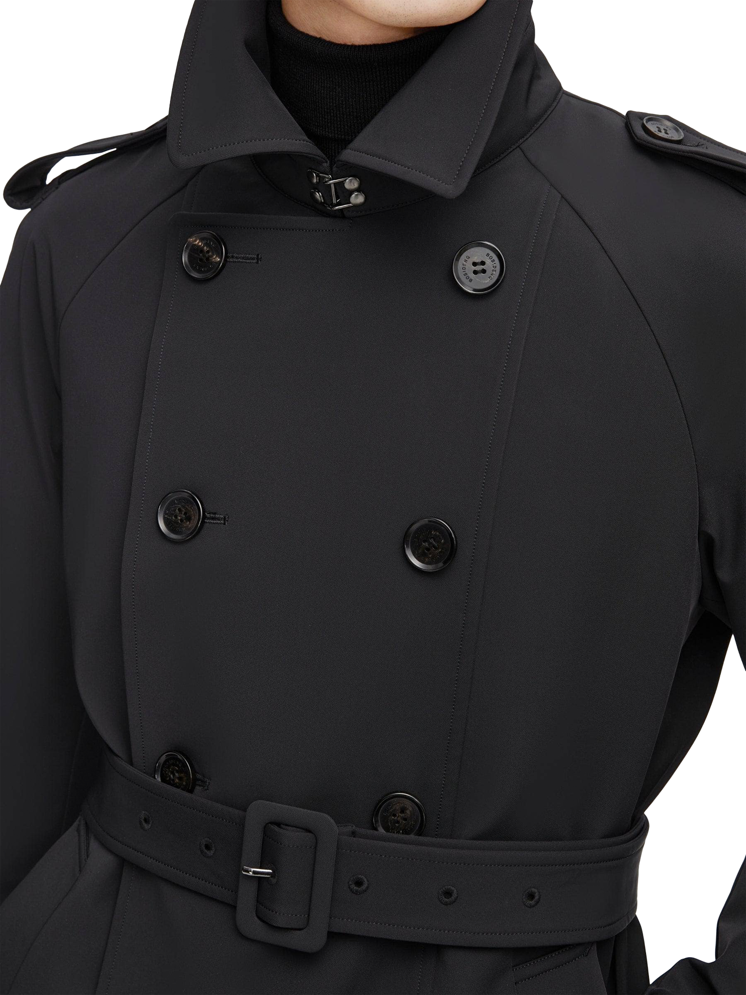 Product image 7 of 7, which shows Bosideng Mid-Length Trench Coat, Black, XS