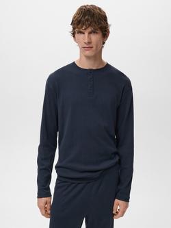 Mango Diplo Cotton Pyjama Set, Navy