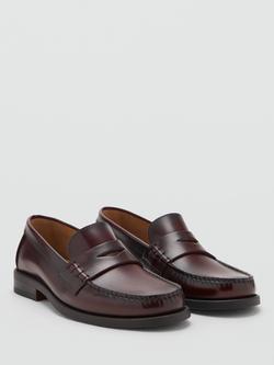 Mango Classic Leather Loafers - view 2, Dark Red