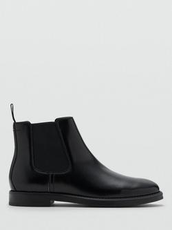 Mango Botin London Faux Leather Chelsea Boots, Black