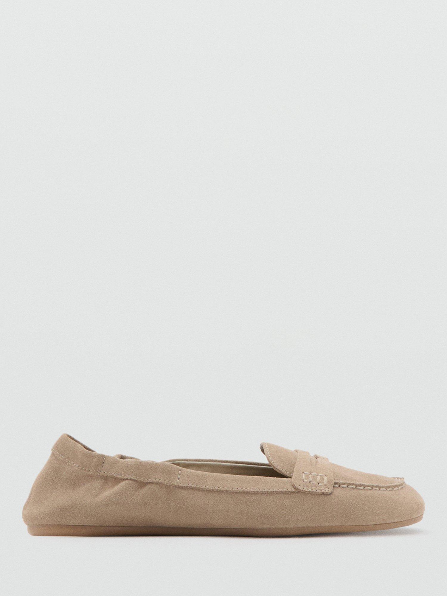 Mango Zapato Dancing Suede Loafers, Pastel Brown