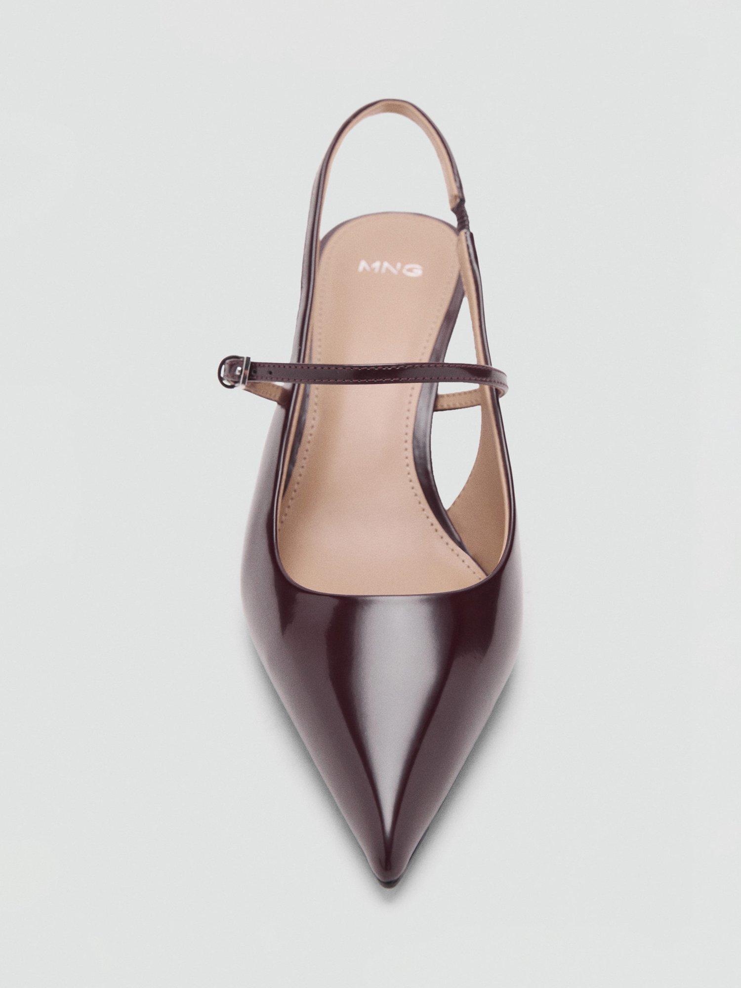 Product image 5 of 6, which shows Mango Seth Kitten Heel Slingback Court Shoes, Dark Brown, 6