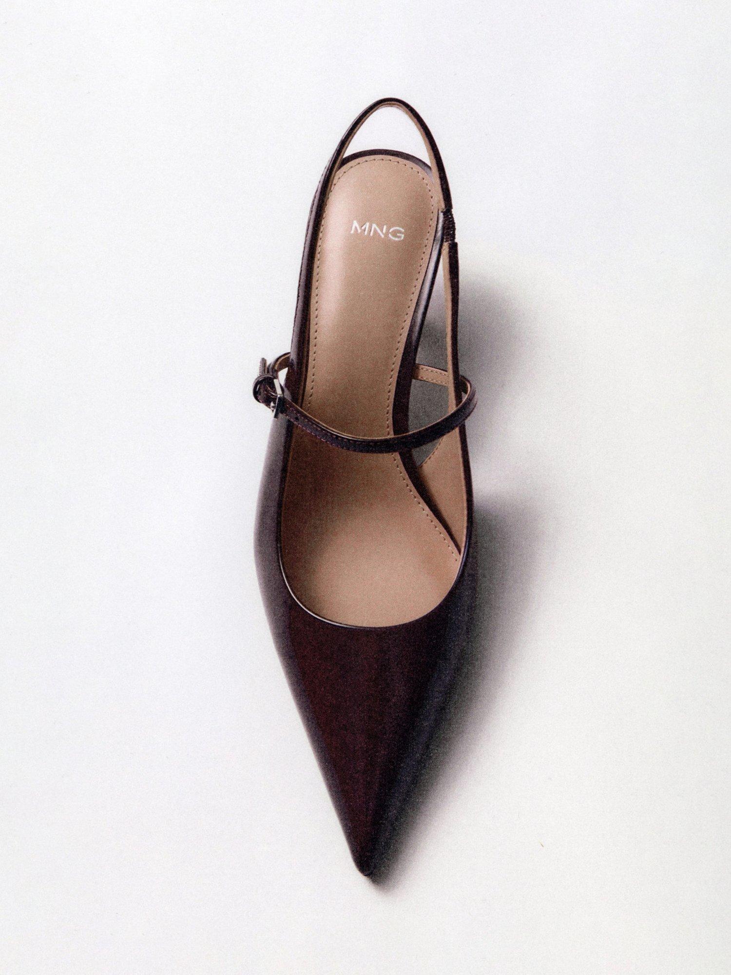 Product image 6 of 6, which shows Mango Seth Kitten Heel Slingback Court Shoes, Dark Brown, 6