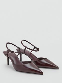Mango Tesy Patent Stiletto Heel Sandals, Dark Red - view 2, Dark Red