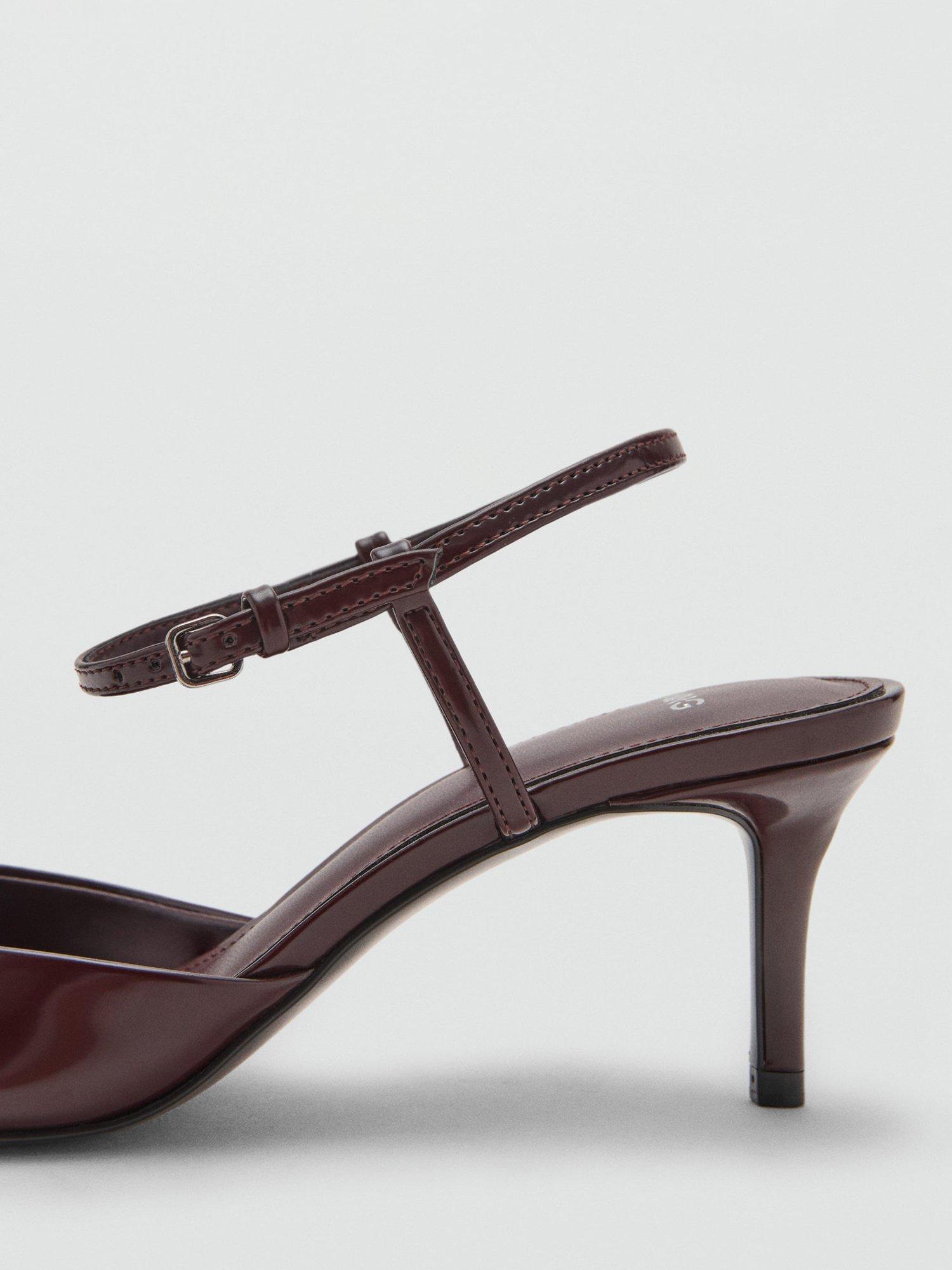 Product image 4 of 5, which shows Mango Tesy Patent Stiletto Heel Sandals, Dark Red, 2