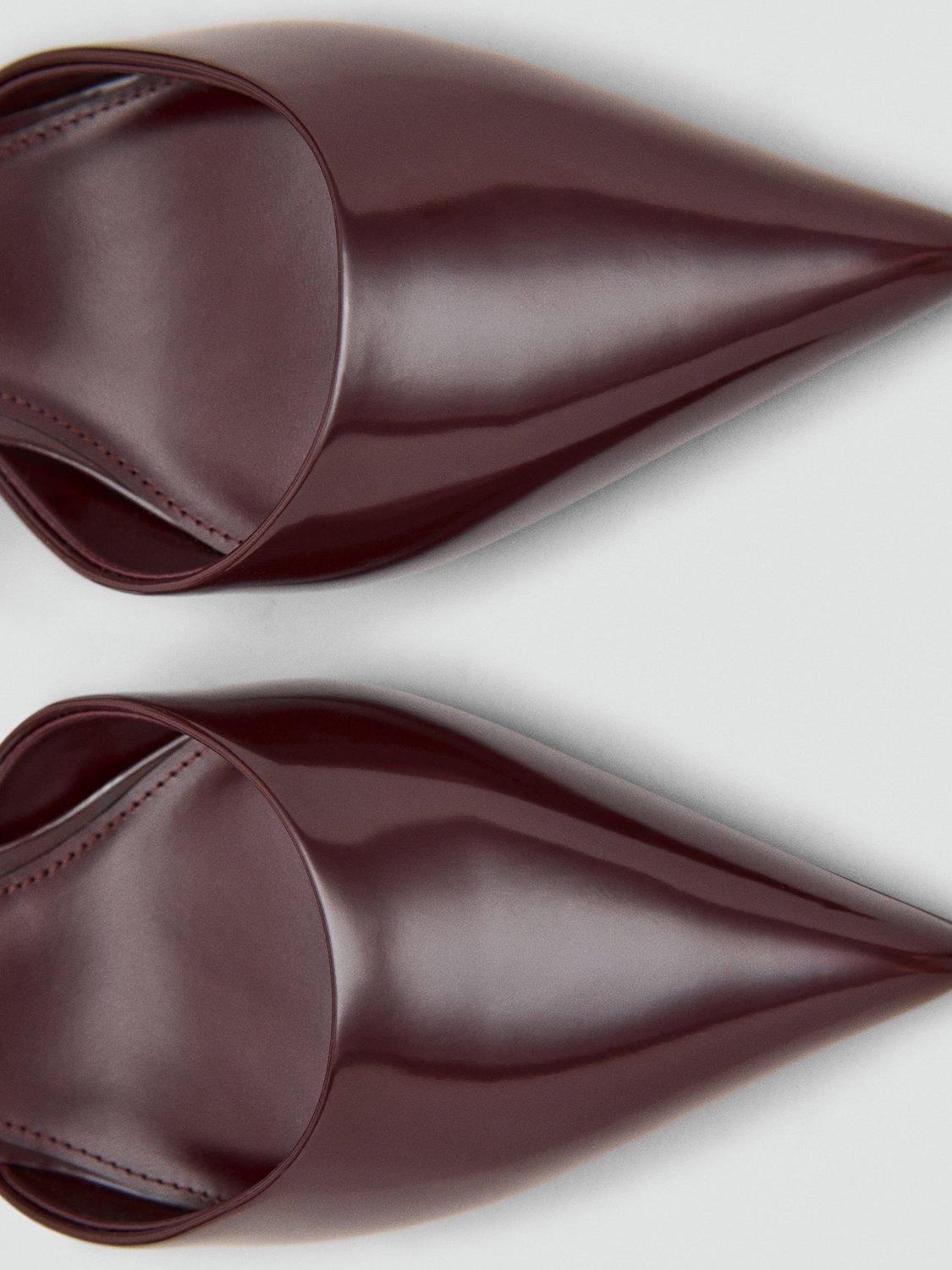 Product image 5 of 5, which shows Mango Tesy Patent Stiletto Heel Sandals, Dark Red, 2