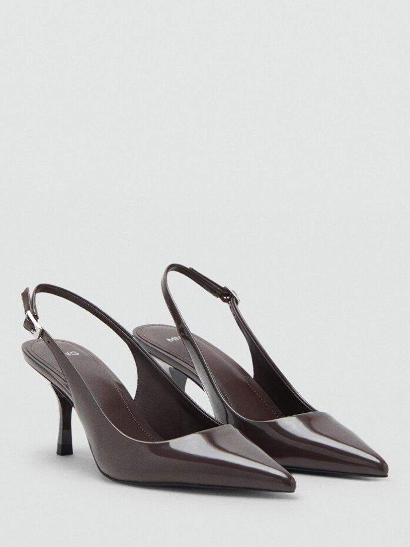 Mango Zoco Stiletto Heel Slingback Court Shoes, Pewter Grey