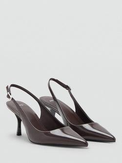 Mango Zoco Stiletto Heel Slingback Court Shoes, Pewter Grey - view 2, Pewter Grey