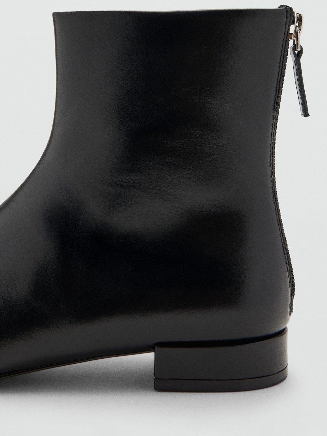 Product image 4 of 5, which shows Mango Clue Leather Ankle Boots, Black, 2
