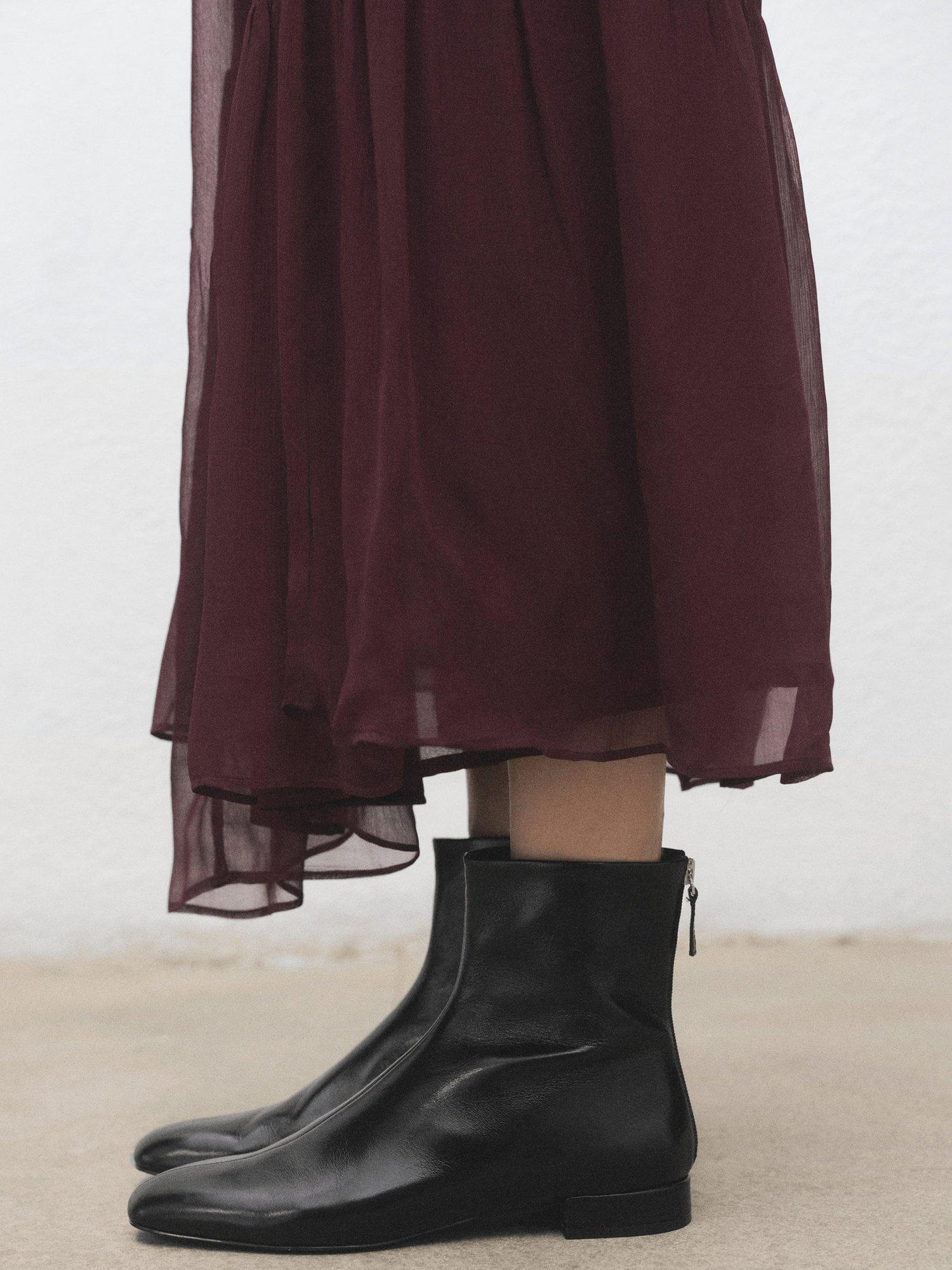 Product image 5 of 5, which shows Mango Clue Leather Ankle Boots, Black, 2