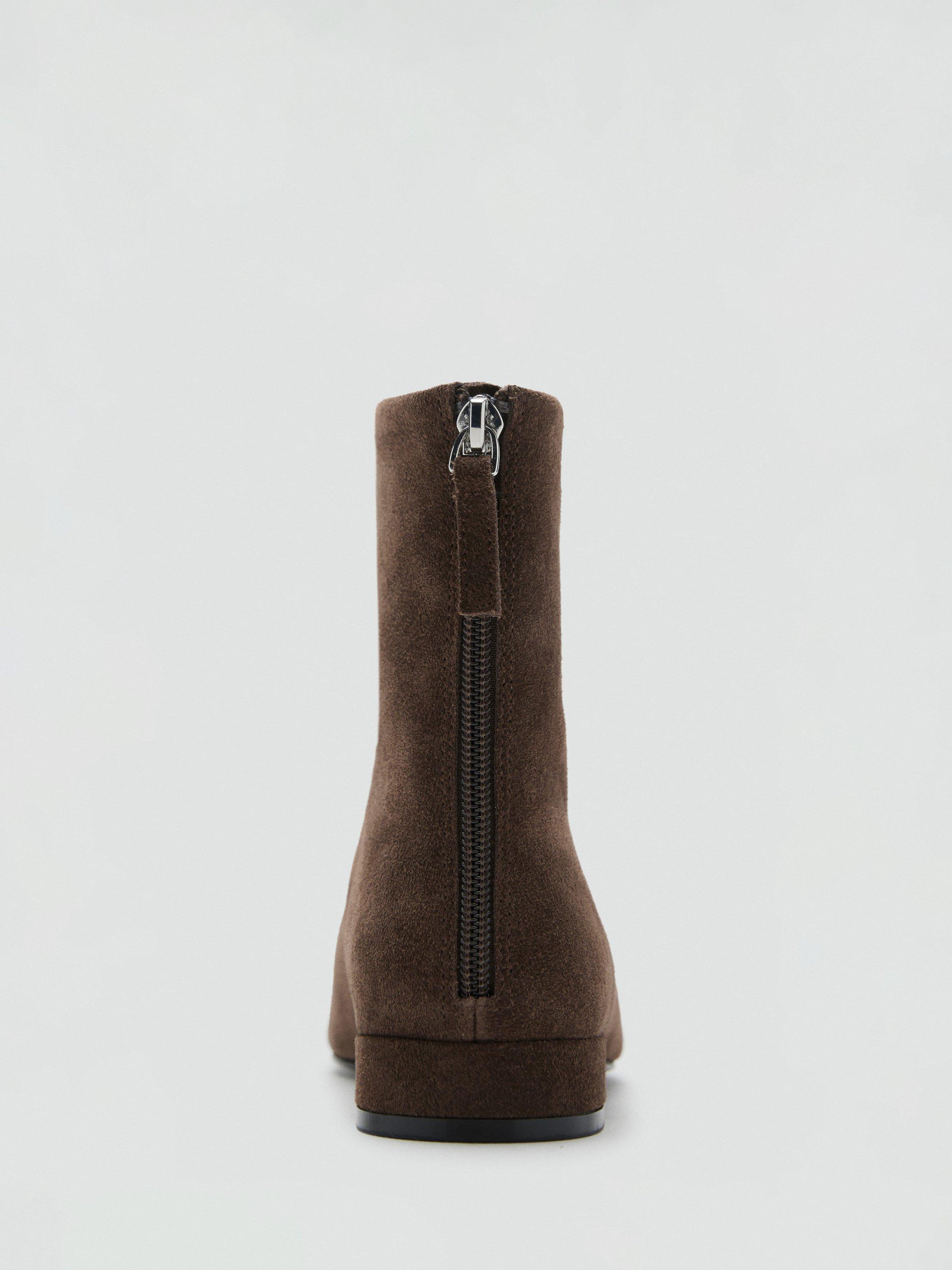 Product image 4 of 5, which shows Mango Clue Suede Ankle Boots, Dark Brown, 2
