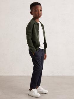 Reiss Kids' Gideon Wool Cardigan, Forest Green