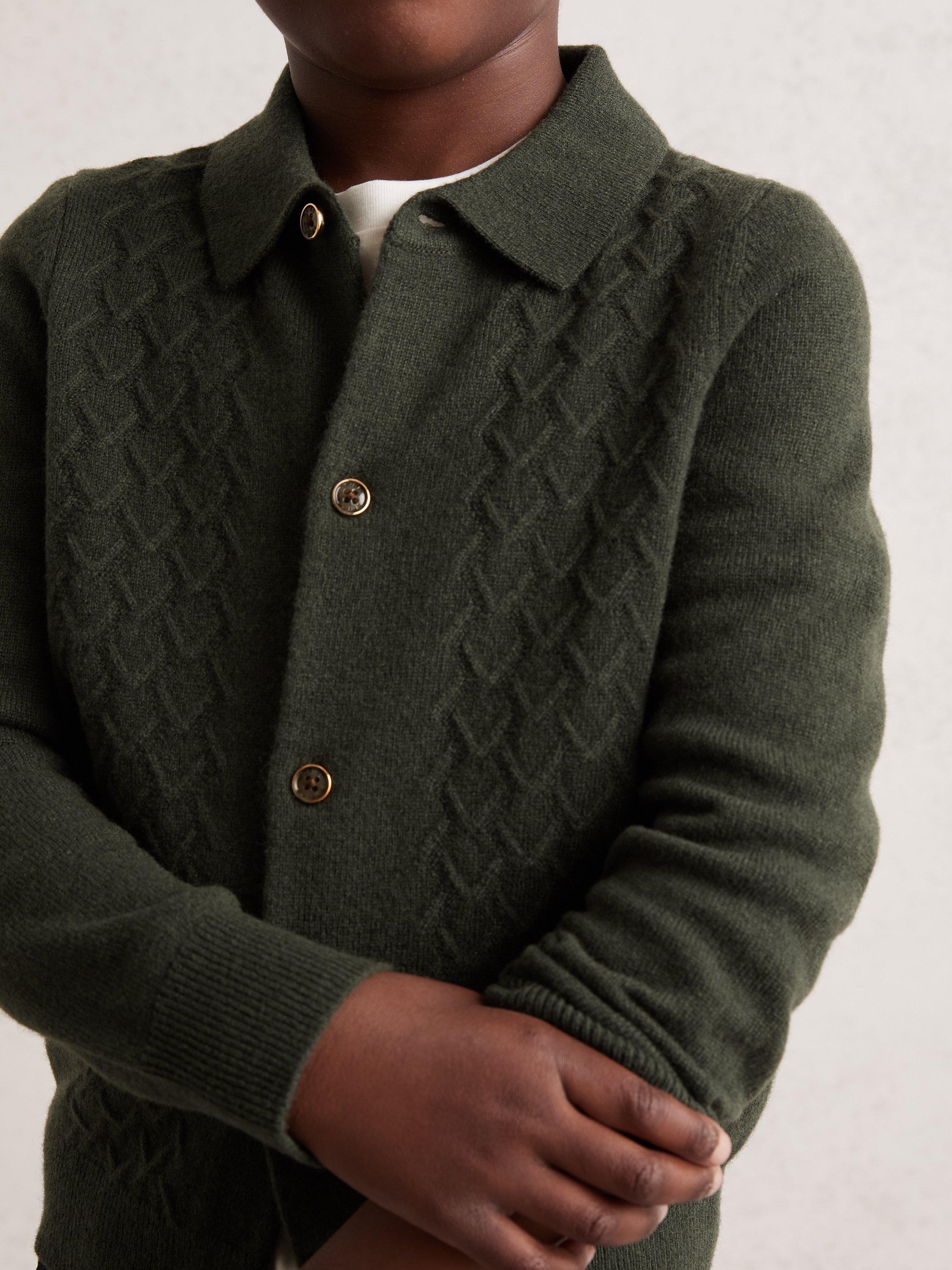 Product image 3 of 4, which shows Reiss Kids' Gideon Wool Cardigan, Forest Green, 3-4 years