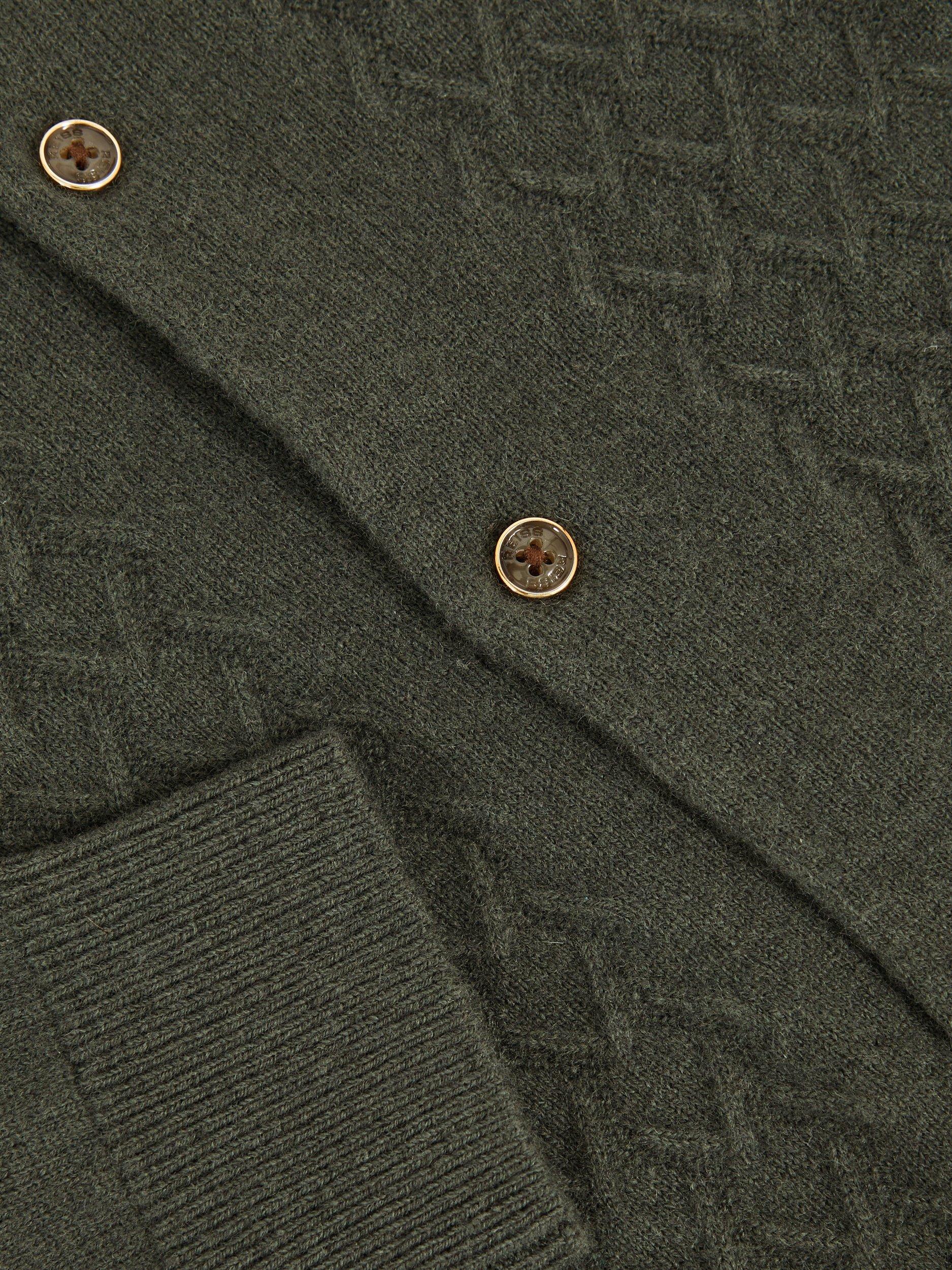 Product image 4 of 4, which shows Reiss Kids' Gideon Wool Cardigan, Forest Green, 3-4 years