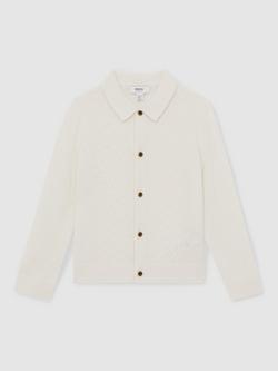 Reiss Kids' Gideon Wool Cardigan, Off White