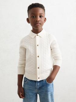 Reiss Kids' Gideon Wool Cardigan - view 2, Off White