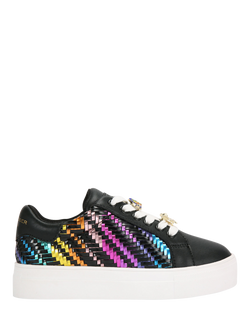 Kurt Geiger London Kids' Laney Eye Leather Rainbow Stripe Trainers, Mult/Other, Mult/Other