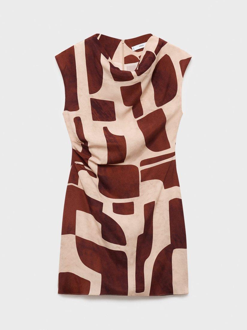 Product image 3 of 7, which shows Mango Carlota Abstract Mini Dress, Light Beige, 8