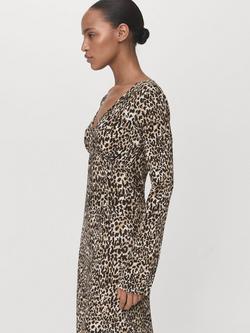 Mango Pome Animal Print Dress, Black/Multi, Black/Multi