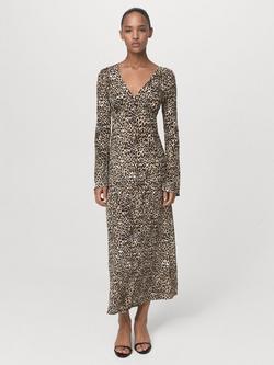 Mango Pome Animal Print Dress, Black/Multi - view 2, Black/Multi