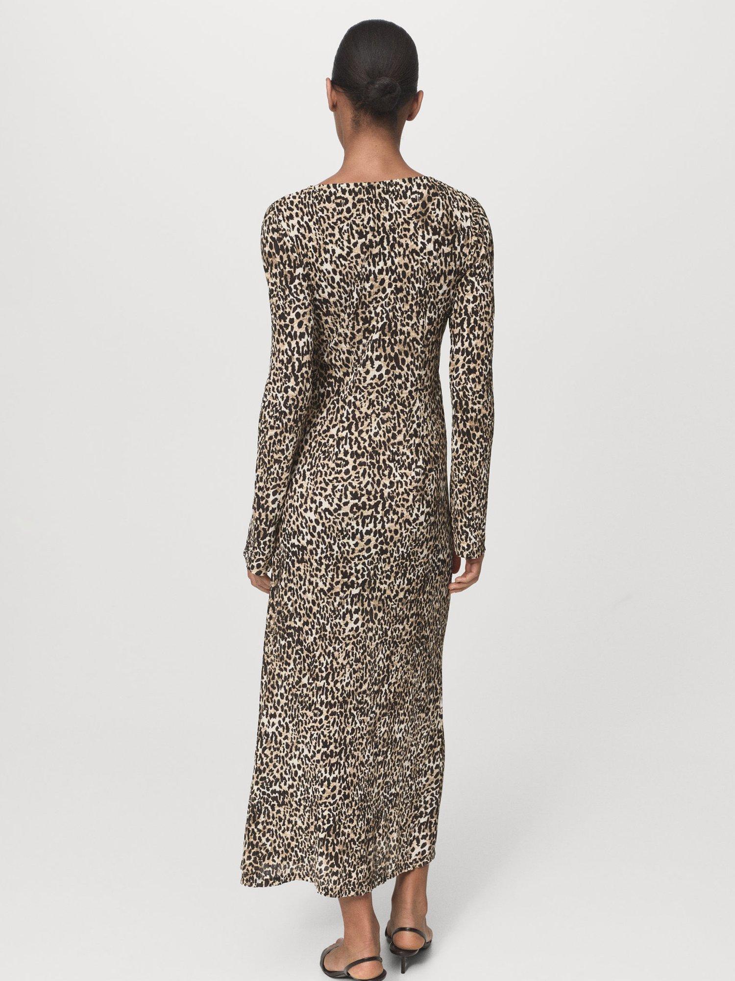 Product image 4 of 8, which shows Mango Pome Animal Print Dress, Black/Multi, 10